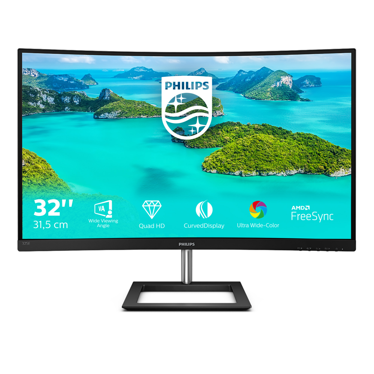 Монитор LCD 31.5'' 16:9 2560х1440(WQHD) VA, Curved, nonGLARE, 75 Hz, 250 cd/m2, H178°/V178°, 3000:1, 16.7M, 4ms, VGA, HDMI, DP, Tilt, Black